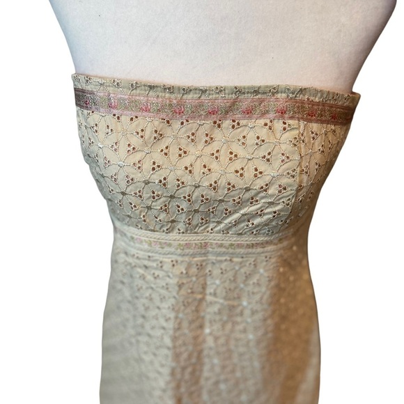Y2K BOSTON PROPER 100% cotton eyelet detail strapless mini dress, SIZE 8 - Picture 5 of 10